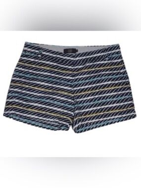 J. CREW Chino Shorts Navy Blue Multicolor Wave Stripe Print Women's